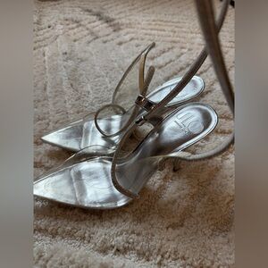 Silver Sparkly Lace-up Strappy Heels